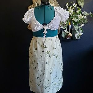 Vintage 100% pure silk vine midi skirt